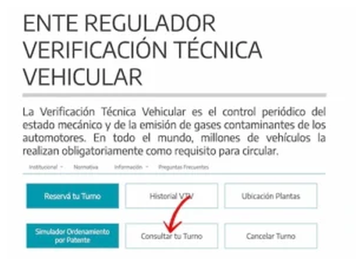 Paso 1 para consultar o cambiar el turno de la VTV en Baradero