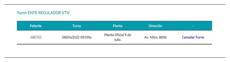 Paso 3 para consultar o cambiar el turno de la VTV en Baradero